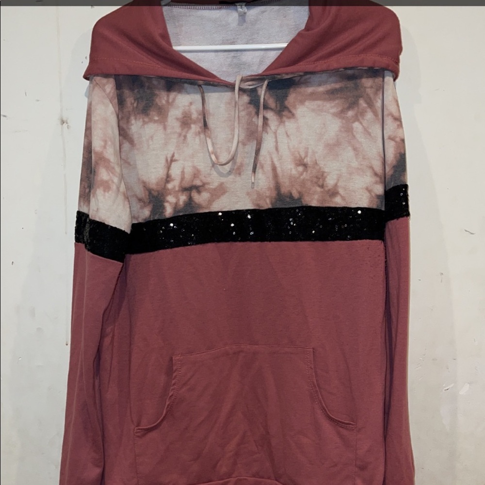 Darker Pink Color With Black Sequence Stripes - image 1